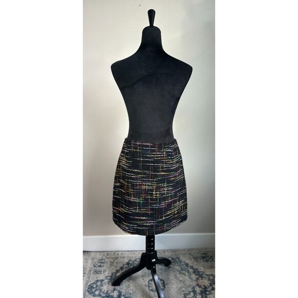 NWOT TRINA TURK Women's Black A-Line Mini Tweed Wool Button Front Skirt Size 10 - Picture 4 of 8